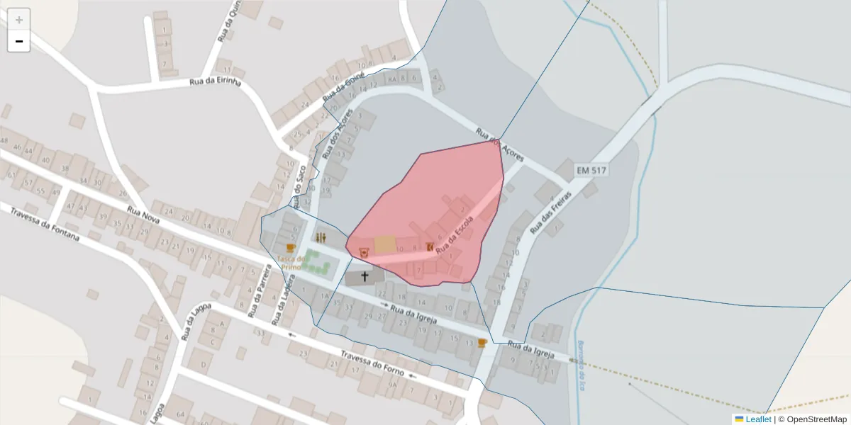 Mapa detalhado do código postal 7875-255 com limites, códigos postais vizinhos e agências dos correios