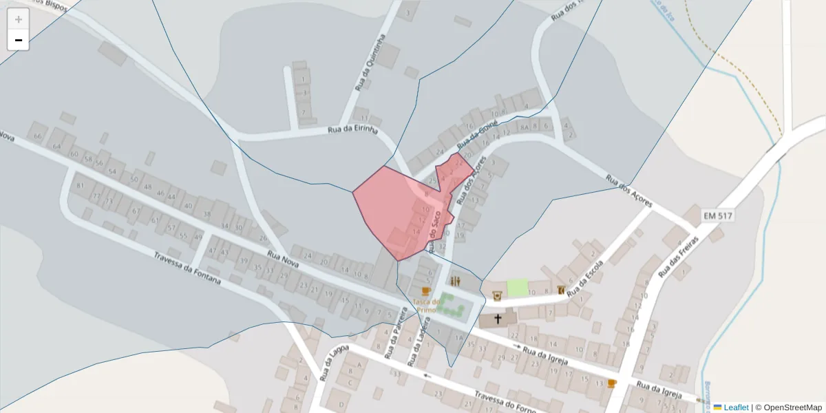 Mapa detalhado do código postal 7875-261 com limites, códigos postais vizinhos e agências dos correios