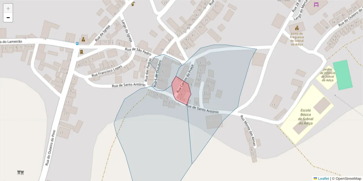 Mapa detalhado do código postal 7875-360 com limites, códigos postais vizinhos e agências dos correios