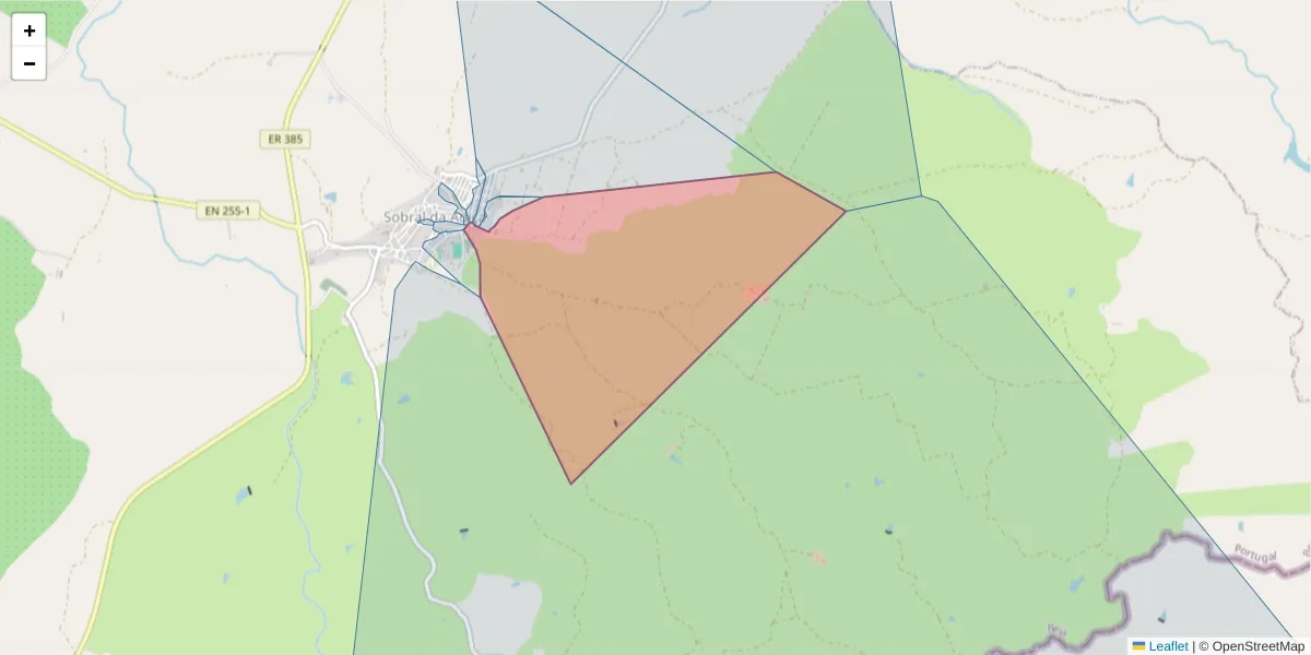 Mapa detalhado do código postal 7875-363 com limites, códigos postais vizinhos e agências dos correios