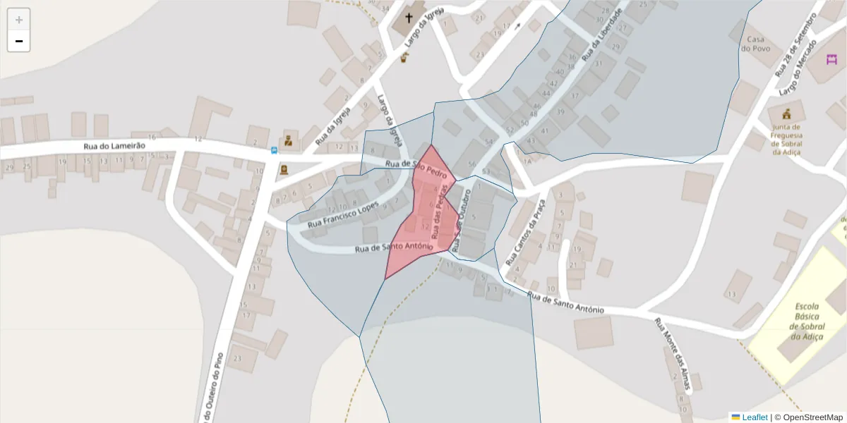 Mapa detalhado do código postal 7875-365 com limites, códigos postais vizinhos e agências dos correios