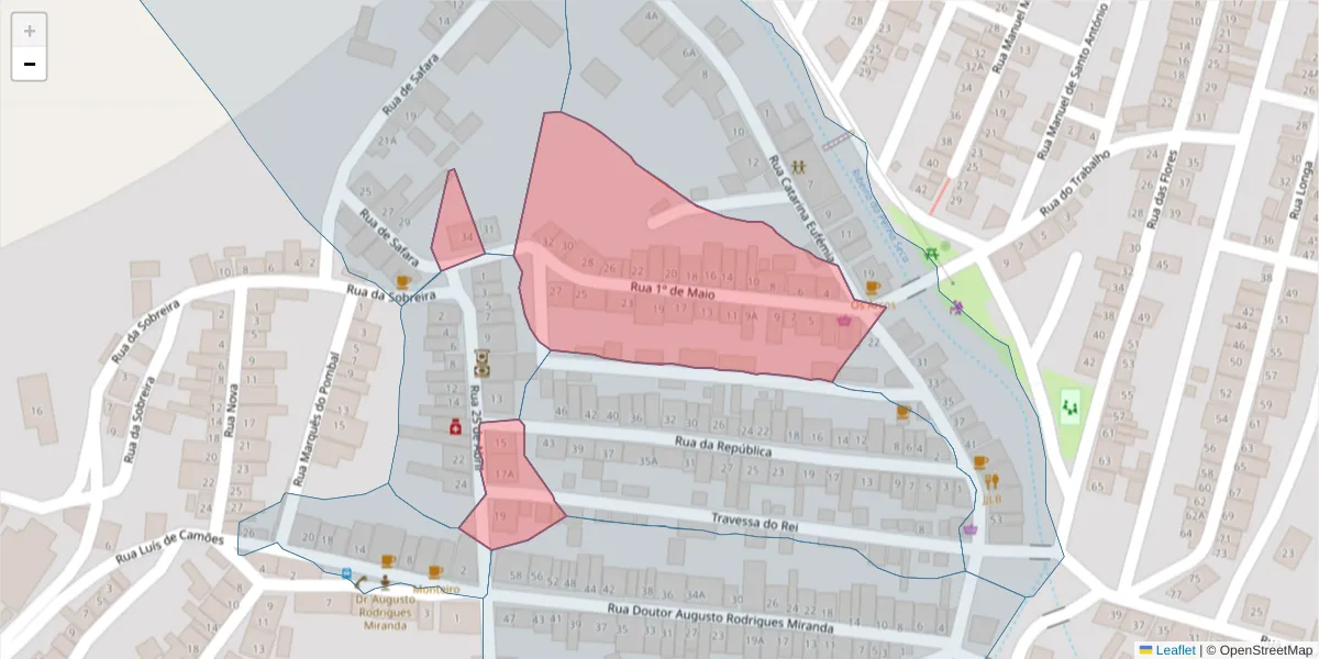 Mapa detalhado do código postal 7875-385 com limites, códigos postais vizinhos e agências dos correios