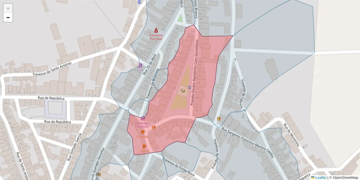 Mapa detalhado do código postal 7885-024 com limites, códigos postais vizinhos e agências dos correios