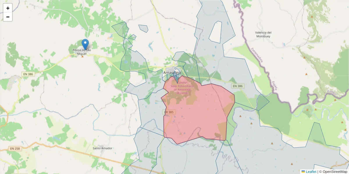 Mapa detalhado do código postal 7885-038 com limites, códigos postais vizinhos e agências dos correios