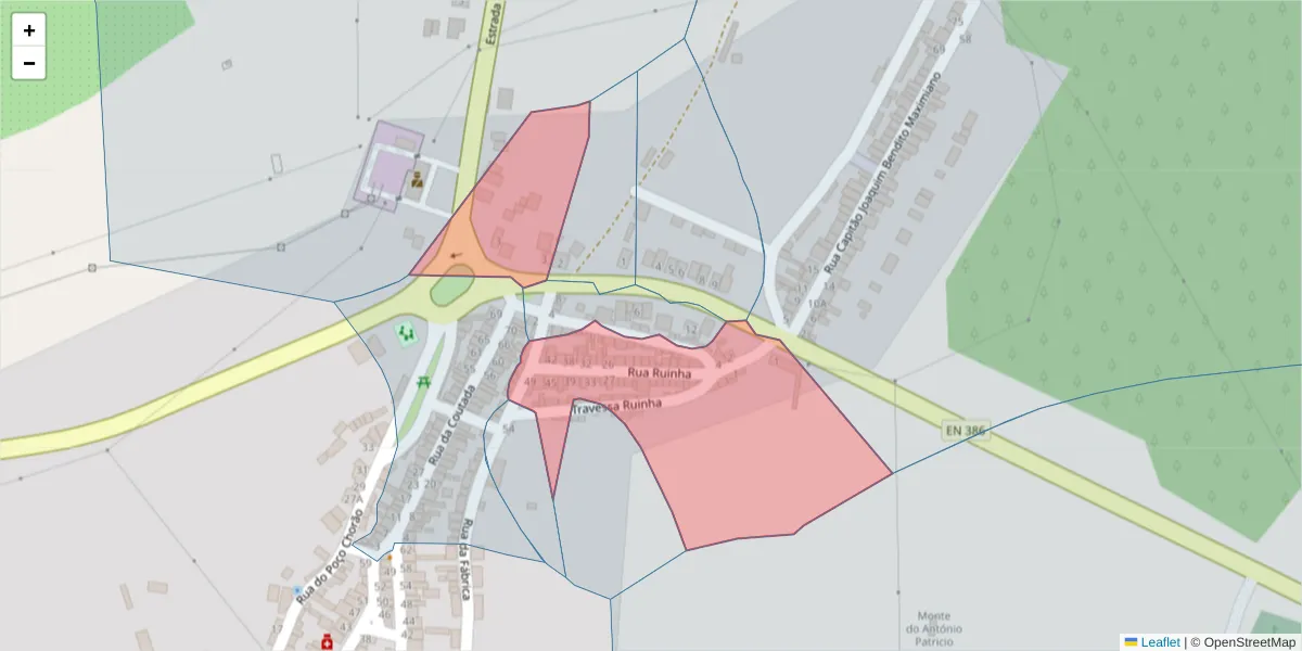 Mapa detalhado do código postal 7885-040 com limites, códigos postais vizinhos e agências dos correios