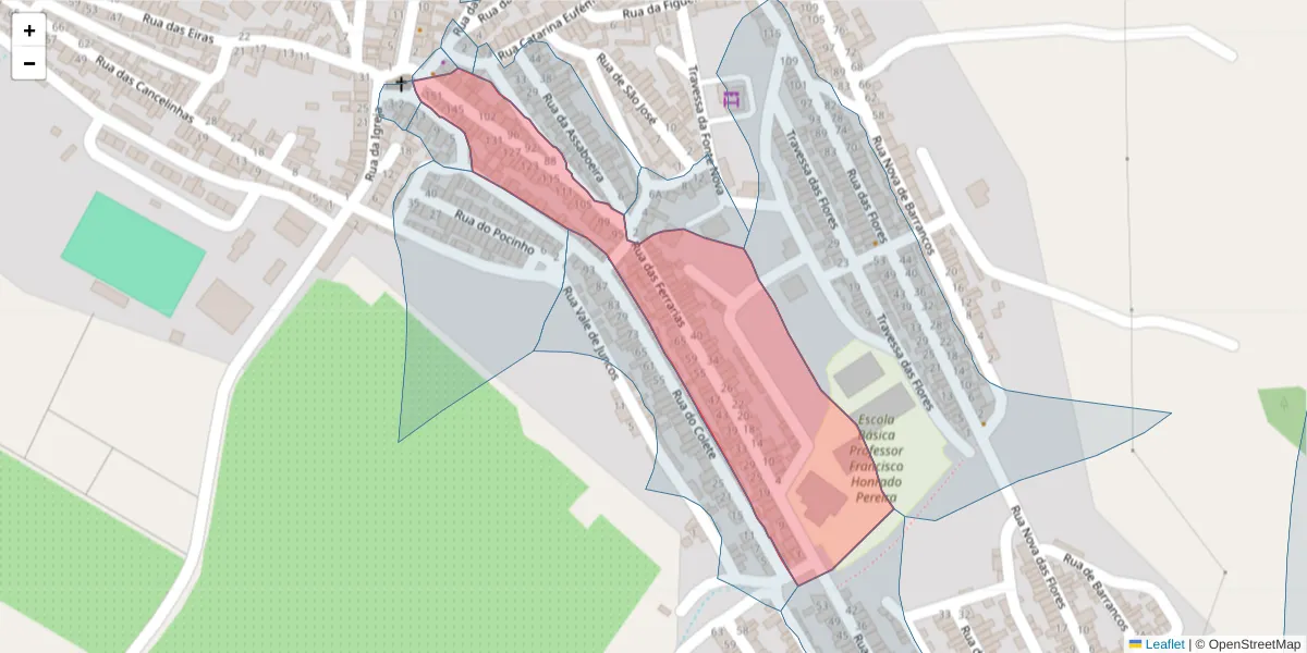 Mapa detalhado do código postal 7885-044 com limites, códigos postais vizinhos e agências dos correios