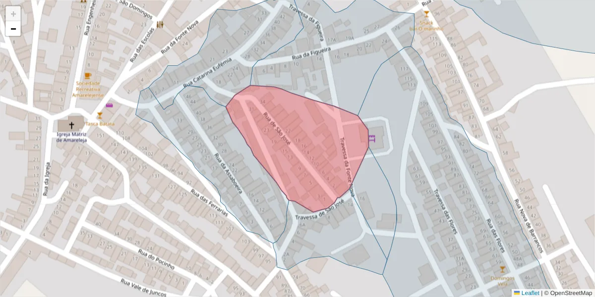 Mapa detalhado do código postal 7885-052 com limites, códigos postais vizinhos e agências dos correios
