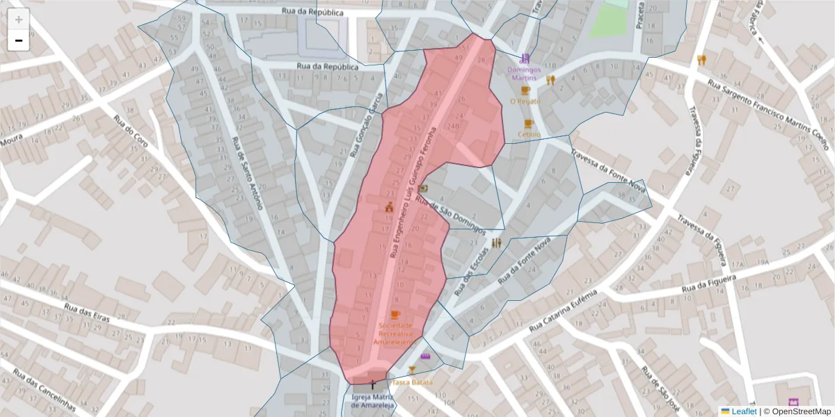 Mapa detalhado do código postal 7885-061 com limites, códigos postais vizinhos e agências dos correios