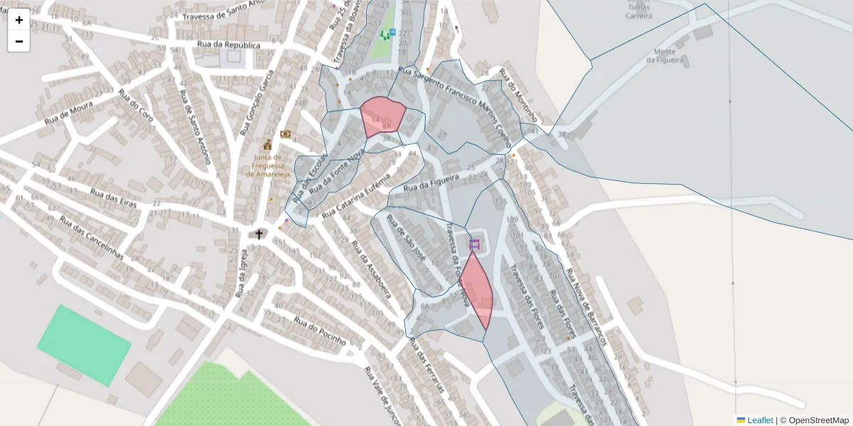 Mapa detalhado do código postal 7885-071 com limites, códigos postais vizinhos e agências dos correios