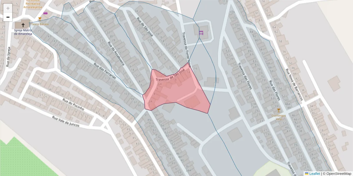 Mapa detalhado do código postal 7885-077 com limites, códigos postais vizinhos e agências dos correios