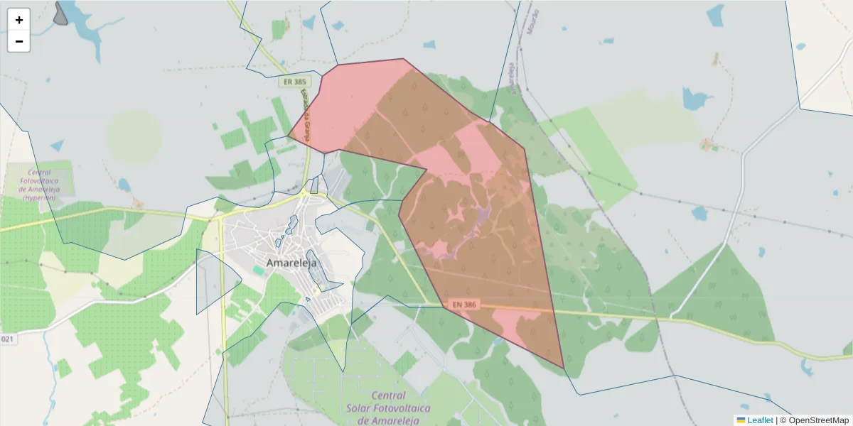 Mapa detalhado do código postal 7885-111 com limites, códigos postais vizinhos e agências dos correios