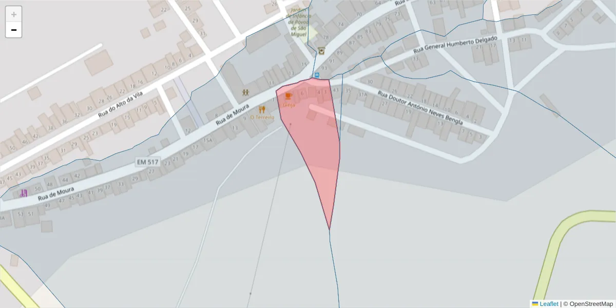 Mapa detalhado do código postal 7885-252 com limites, códigos postais vizinhos e agências dos correios