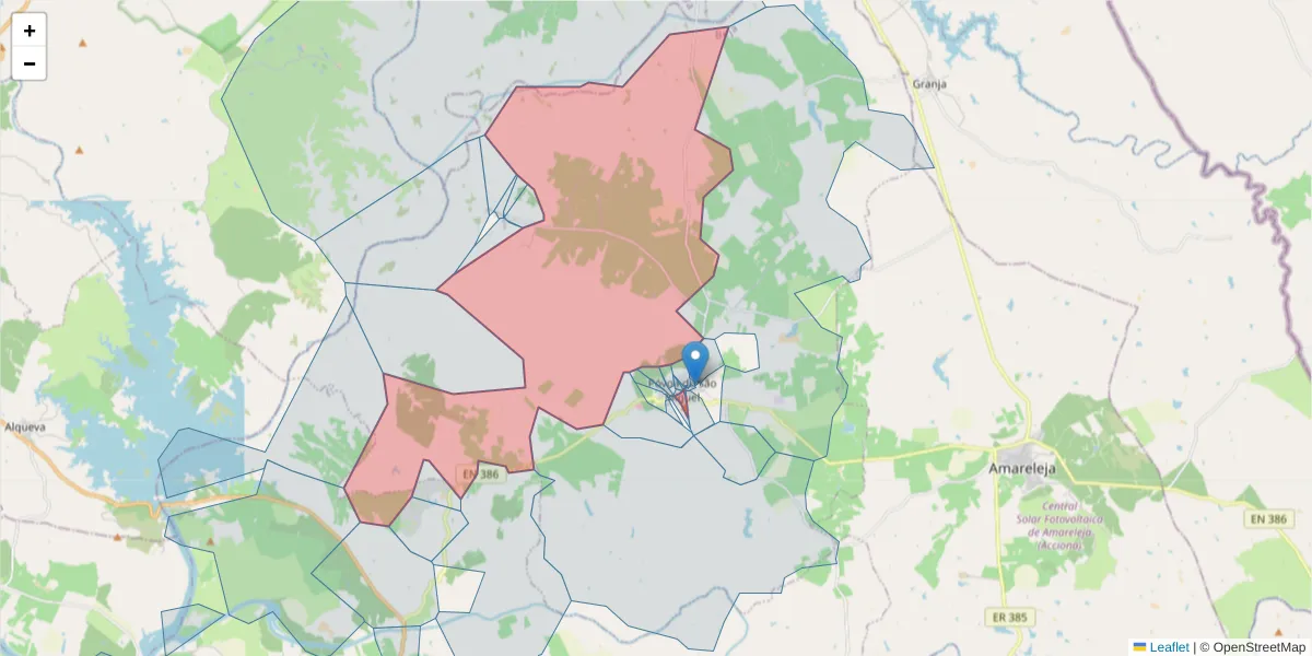 Mapa detalhado do código postal 7885-263 com limites, códigos postais vizinhos e agências dos correios