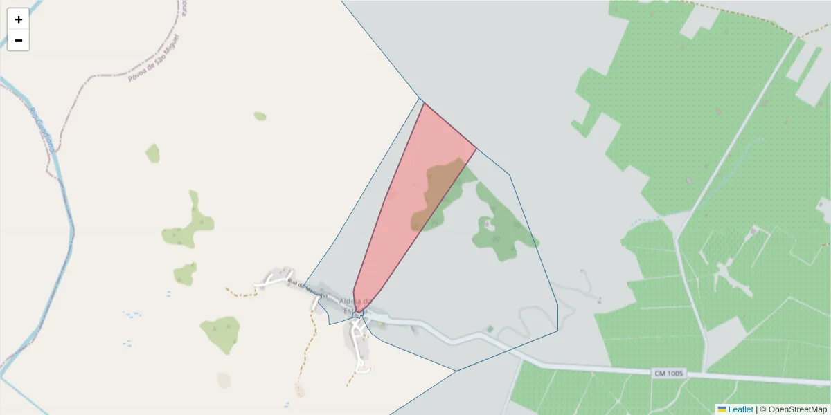Mapa detalhado do código postal 7885-264 com limites, códigos postais vizinhos e agências dos correios
