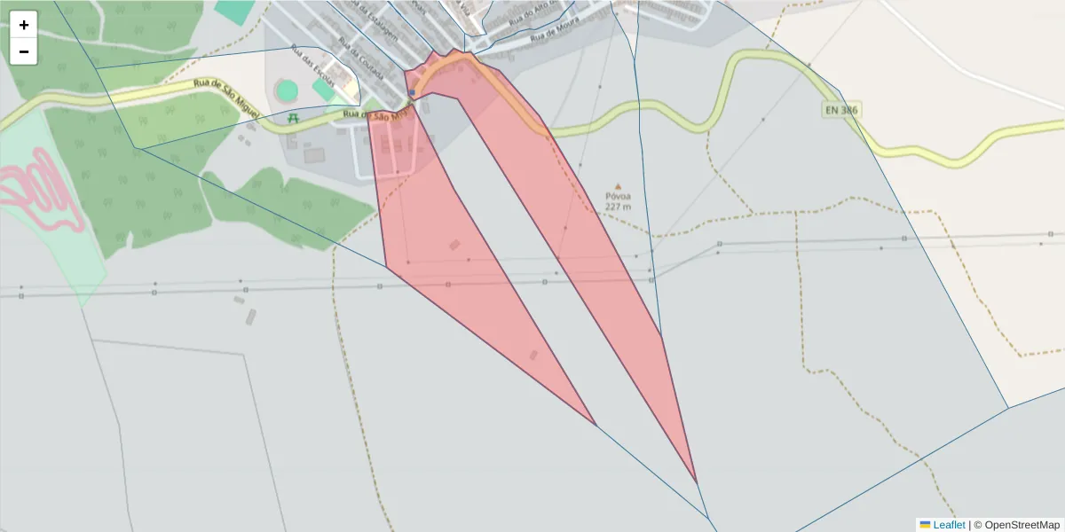 Mapa detalhado do código postal 7885-265 com limites, códigos postais vizinhos e agências dos correios