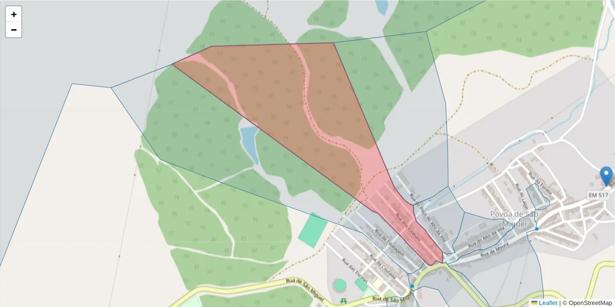 Mapa detalhado do código postal 7885-272 com limites, códigos postais vizinhos e agências dos correios