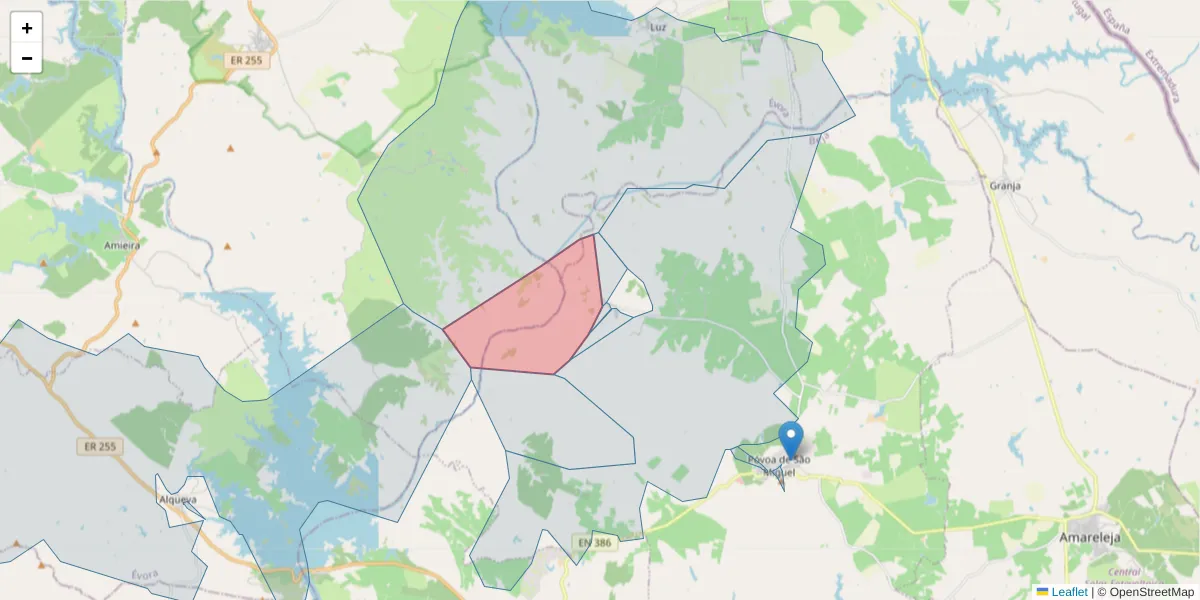 Mapa detalhado do código postal 7885-273 com limites, códigos postais vizinhos e agências dos correios