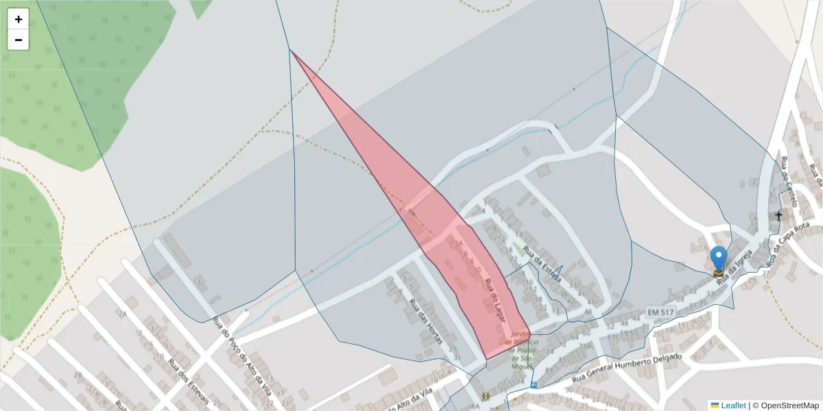 Mapa detalhado do código postal 7885-279 com limites, códigos postais vizinhos e agências dos correios