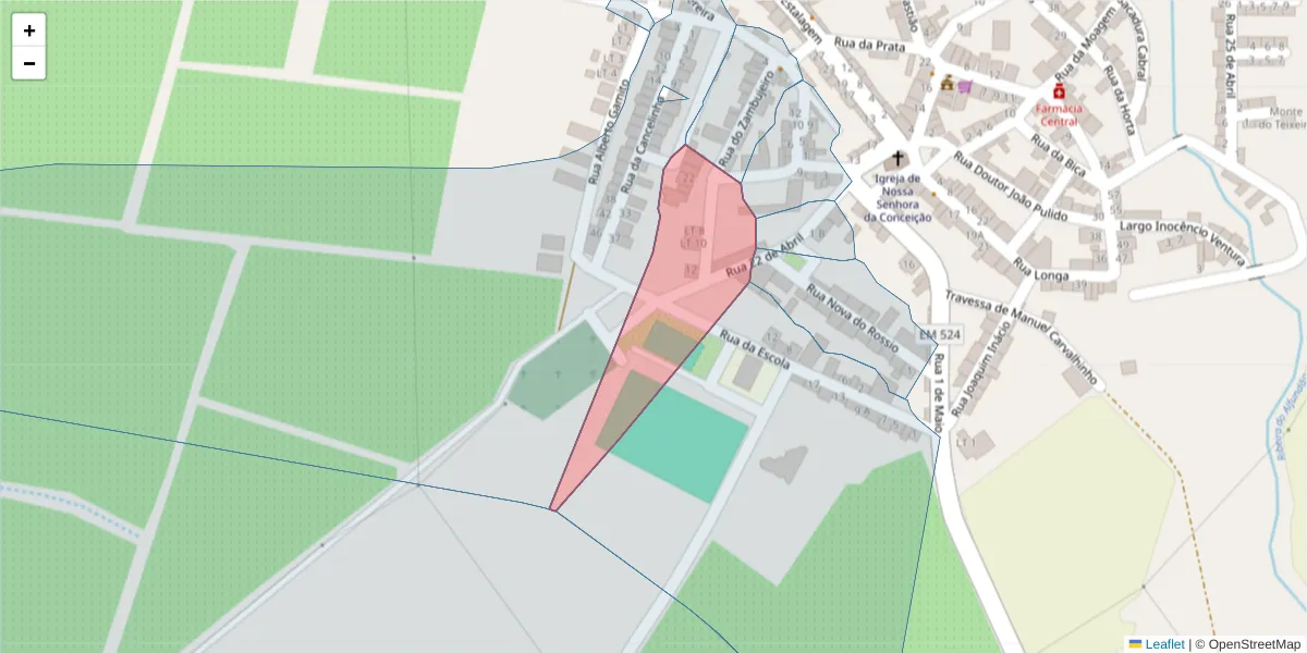 Mapa detalhado do código postal 7900-016 com limites, códigos postais vizinhos e agências dos correios