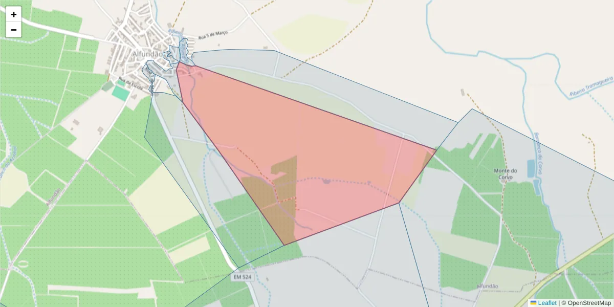 Mapa detalhado do código postal 7900-017 com limites, códigos postais vizinhos e agências dos correios