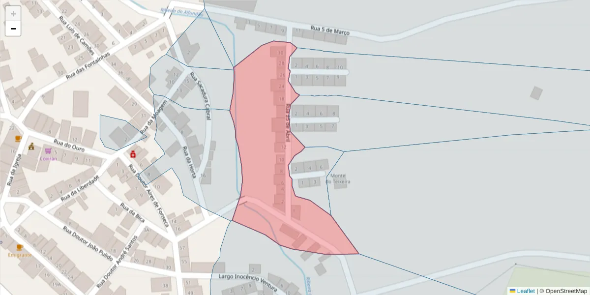 Mapa detalhado do código postal 7900-020 com limites, códigos postais vizinhos e agências dos correios