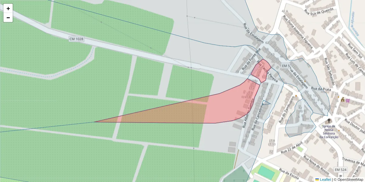 Mapa detalhado do código postal 7900-024 com limites, códigos postais vizinhos e agências dos correios