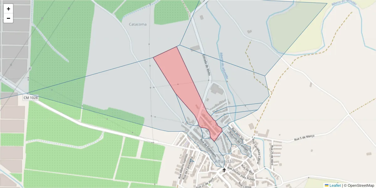 Mapa detalhado do código postal 7900-046 com limites, códigos postais vizinhos e agências dos correios
