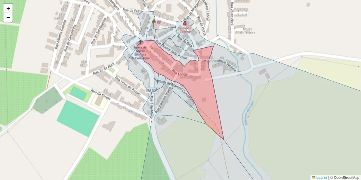 Mapa detalhado do código postal 7900-052 com limites, códigos postais vizinhos e agências dos correios
