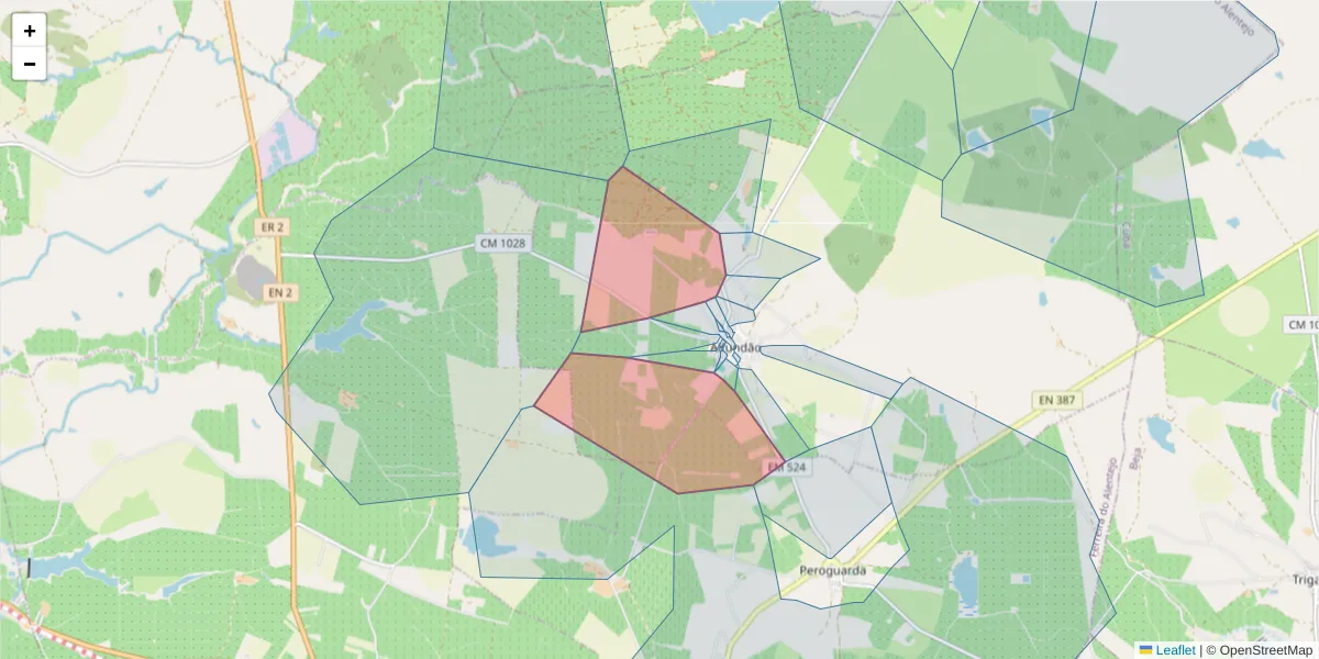 Mapa detalhado do código postal 7900-082 com limites, códigos postais vizinhos e agências dos correios