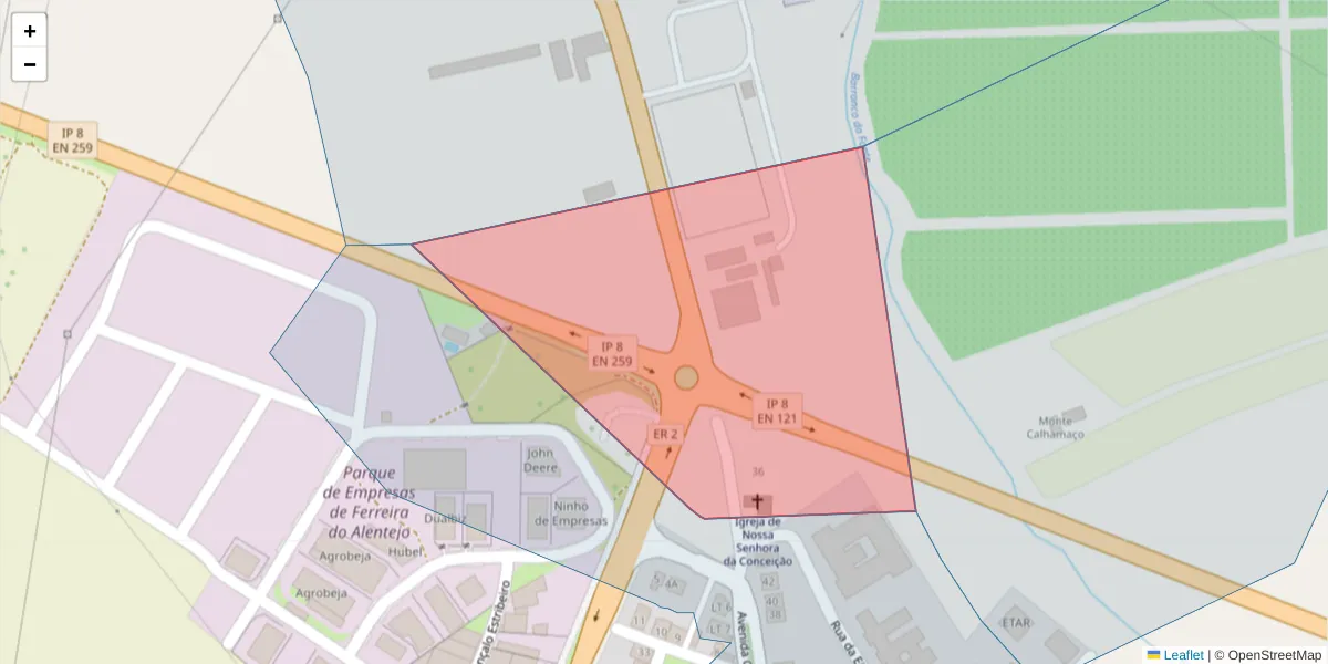 Mapa detalhado do código postal 7900-117 com limites, códigos postais vizinhos e agências dos correios