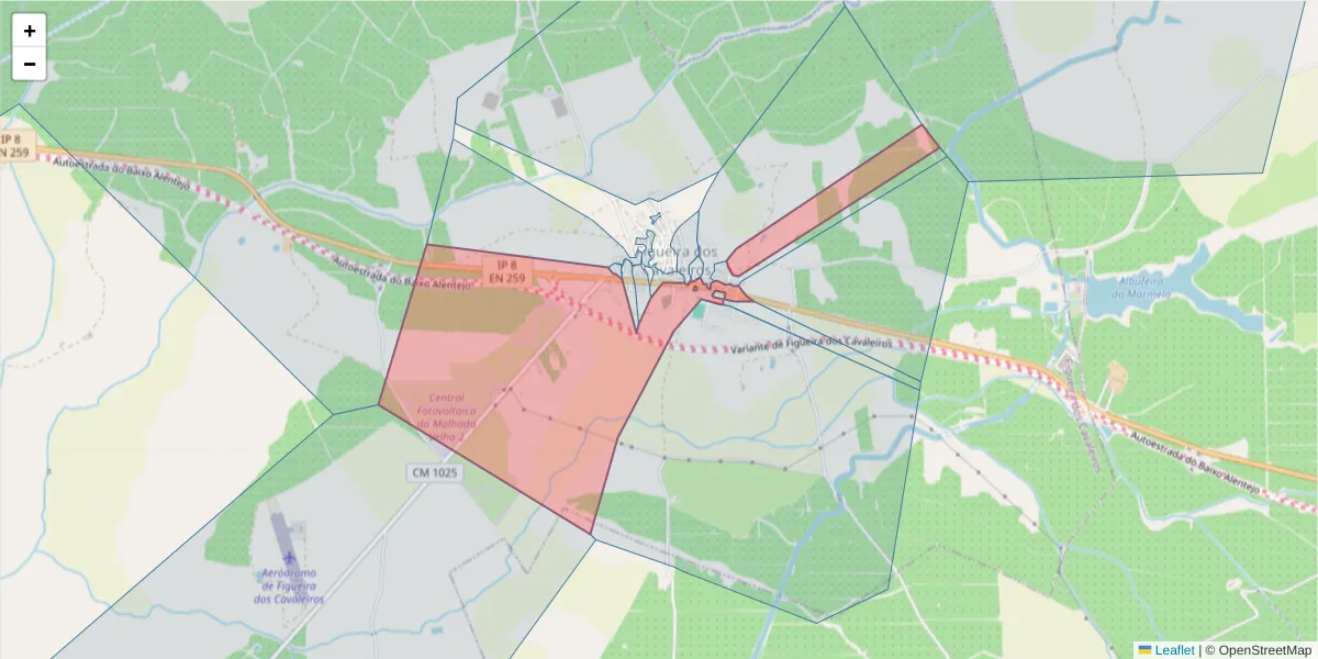 Mapa detalhado do código postal 7900-234 com limites, códigos postais vizinhos e agências dos correios