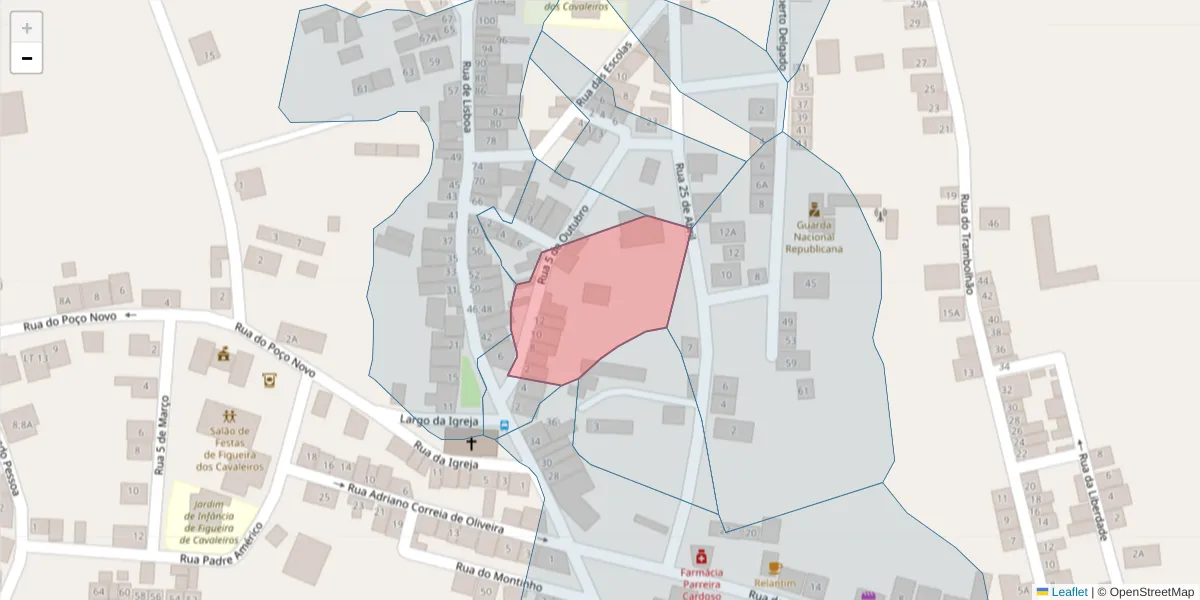 Mapa detalhado do código postal 7900-241 com limites, códigos postais vizinhos e agências dos correios