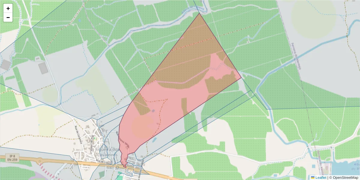 Mapa detalhado do código postal 7900-244 com limites, códigos postais vizinhos e agências dos correios