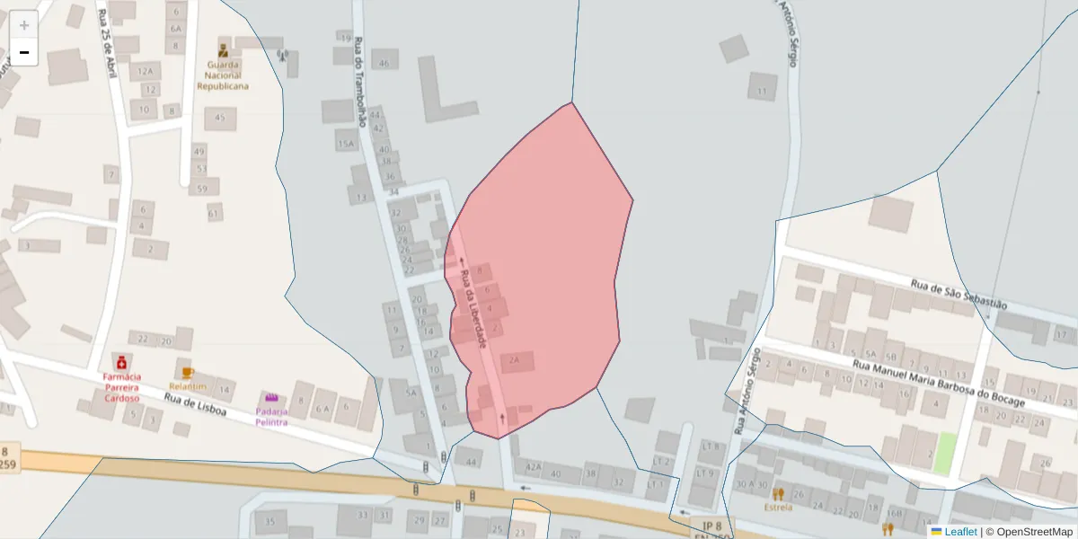 Mapa detalhado do código postal 7900-249 com limites, códigos postais vizinhos e agências dos correios