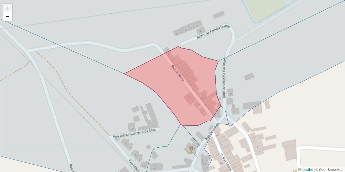 Mapa detalhado do código postal 7900-255 com limites, códigos postais vizinhos e agências dos correios