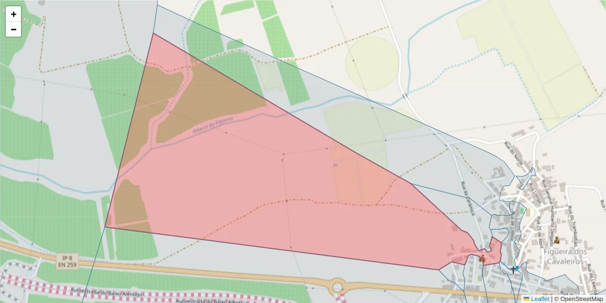 Mapa detalhado do código postal 7900-256 com limites, códigos postais vizinhos e agências dos correios