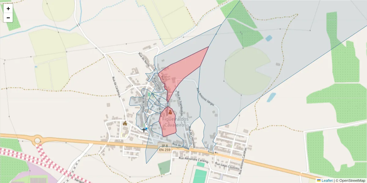 Mapa detalhado do código postal 7900-264 com limites, códigos postais vizinhos e agências dos correios