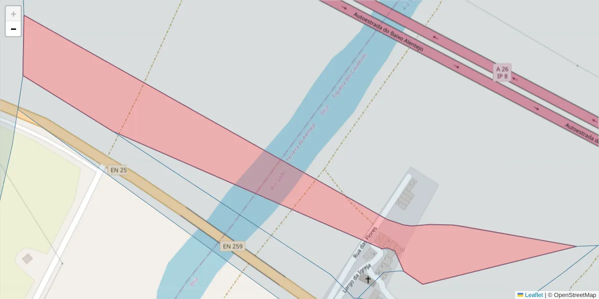 Mapa detalhado do código postal 7900-306 com limites, códigos postais vizinhos e agências dos correios
