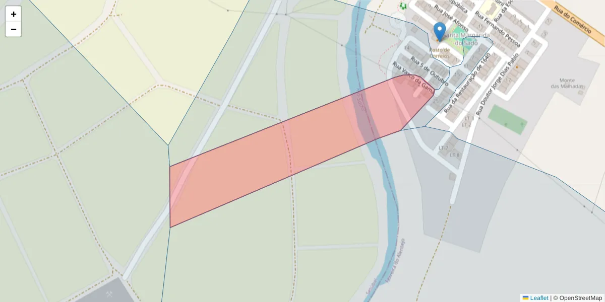 Mapa detalhado do código postal 7900-314 com limites, códigos postais vizinhos e agências dos correios