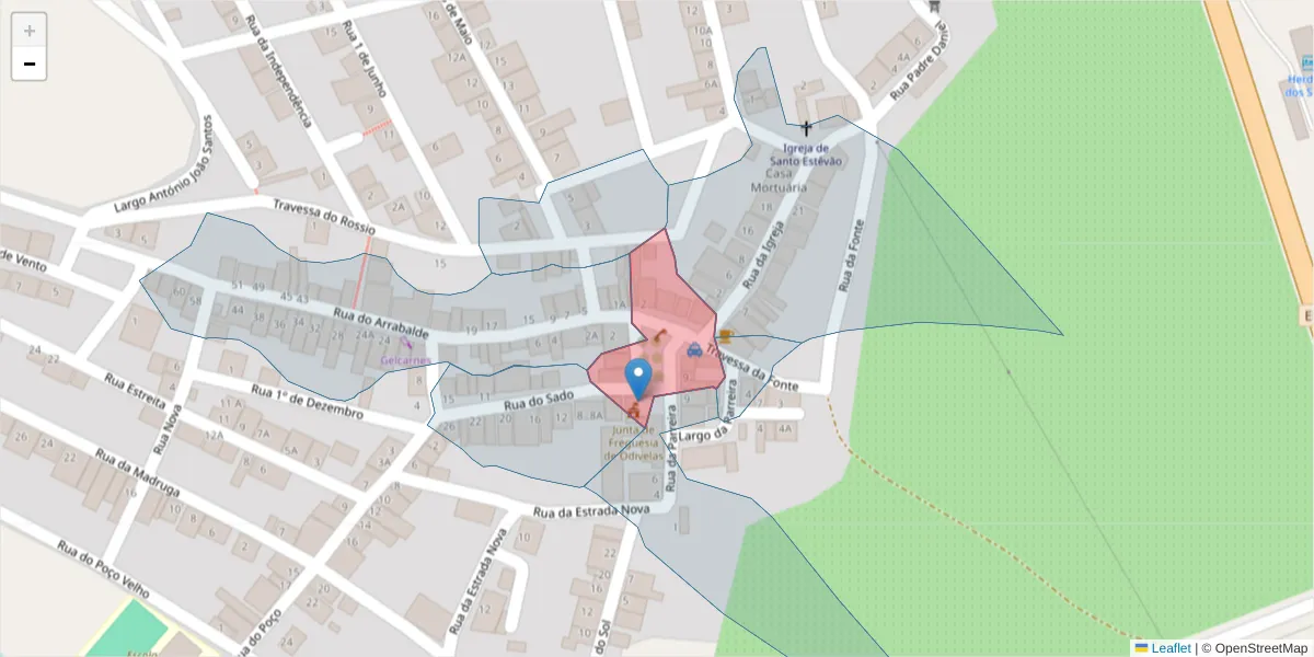 Mapa detalhado do código postal 7900-377 com limites, códigos postais vizinhos e agências dos correios