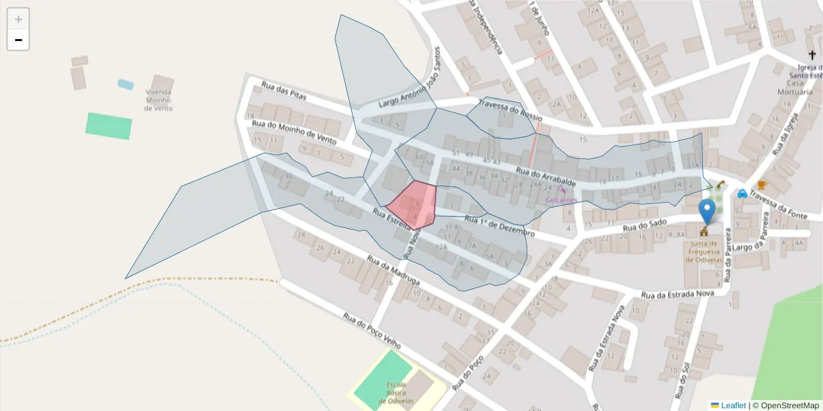 Mapa detalhado do código postal 7900-398 com limites, códigos postais vizinhos e agências dos correios
