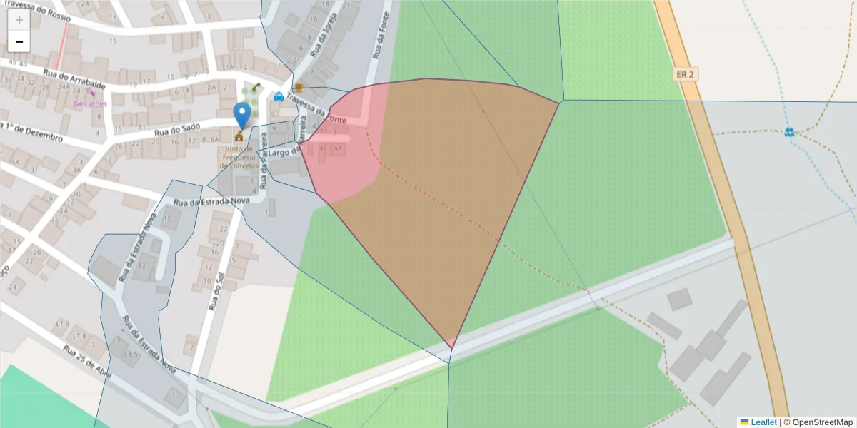 Mapa detalhado do código postal 7900-400 com limites, códigos postais vizinhos e agências dos correios