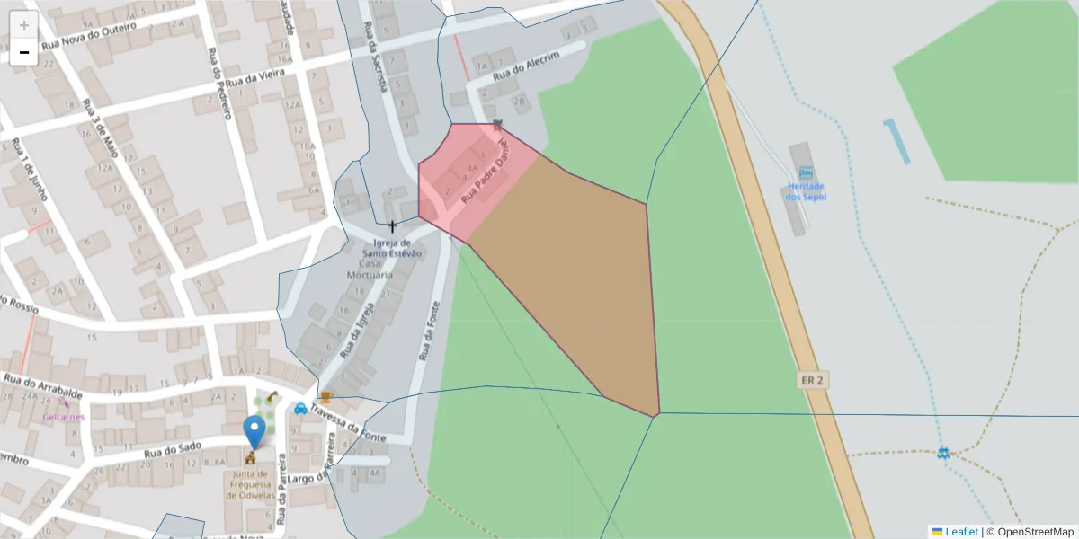 Mapa detalhado do código postal 7900-401 com limites, códigos postais vizinhos e agências dos correios