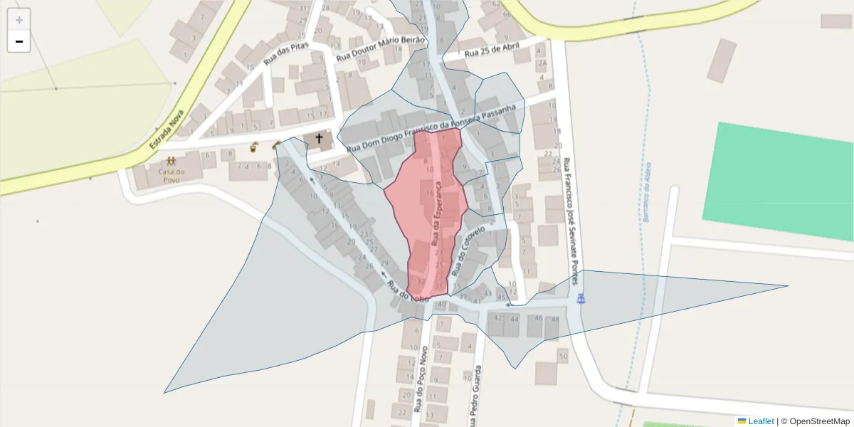 Mapa detalhado do código postal 7900-458 com limites, códigos postais vizinhos e agências dos correios