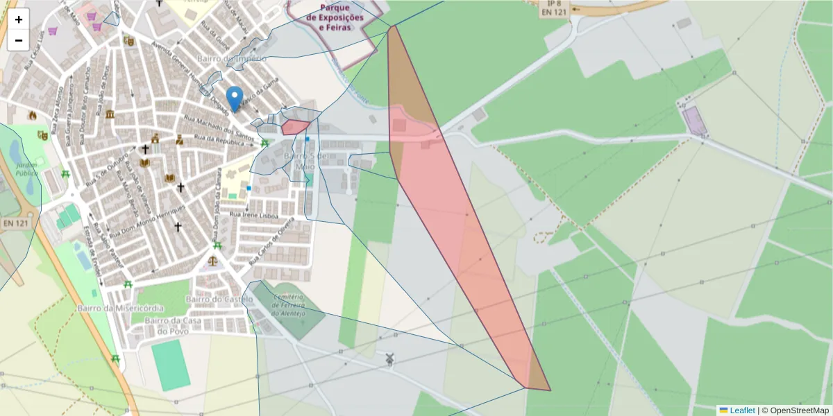 Mapa detalhado do código postal 7900-514 com limites, códigos postais vizinhos e agências dos correios