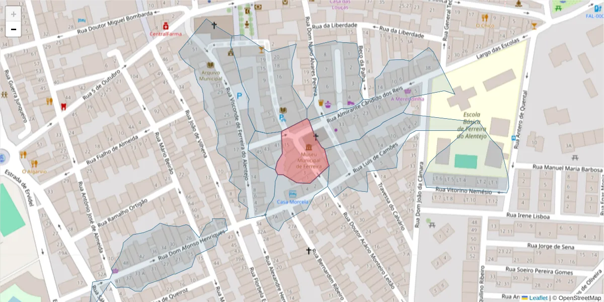 Mapa detalhado do código postal 7900-564 com limites, códigos postais vizinhos e agências dos correios