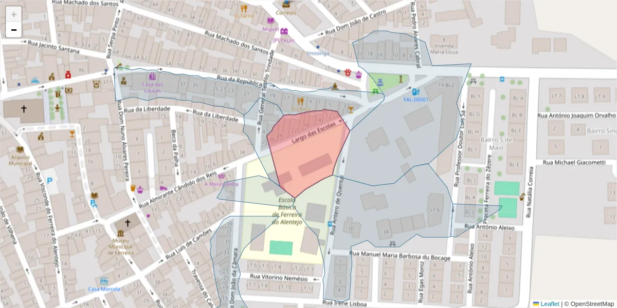 Mapa detalhado do código postal 7900-566 com limites, códigos postais vizinhos e agências dos correios