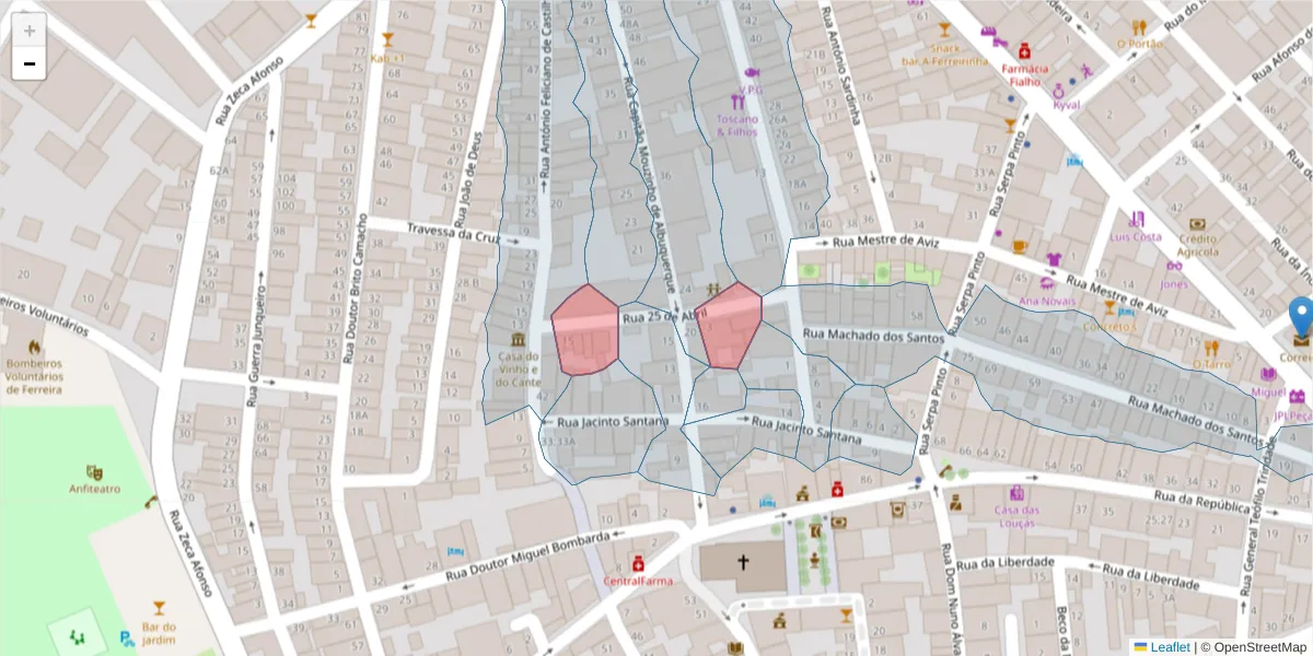 Mapa detalhado do código postal 7900-574 com limites, códigos postais vizinhos e agências dos correios