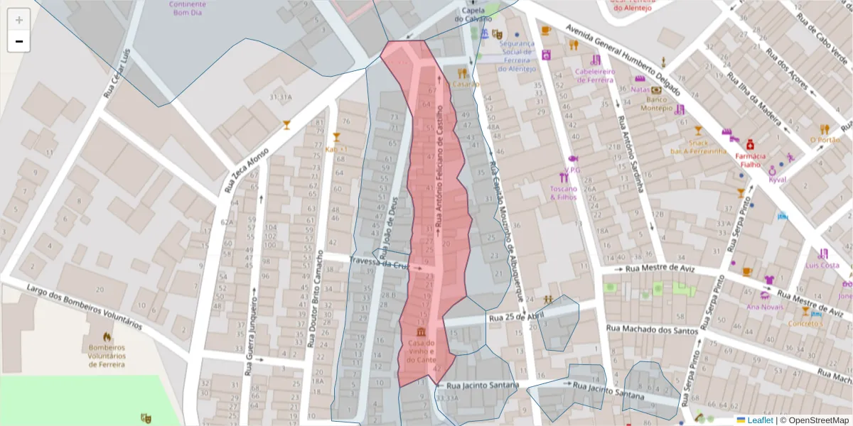 Mapa detalhado do código postal 7900-581 com limites, códigos postais vizinhos e agências dos correios