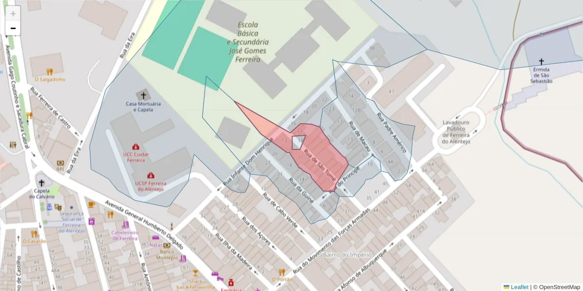 Mapa detalhado do código postal 7900-617 com limites, códigos postais vizinhos e agências dos correios